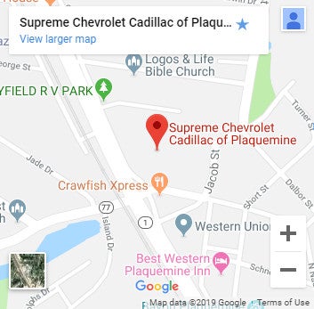Supreme Chevrolet of Plaquemine map